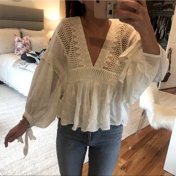 Free People Tops - Free People White Blouse